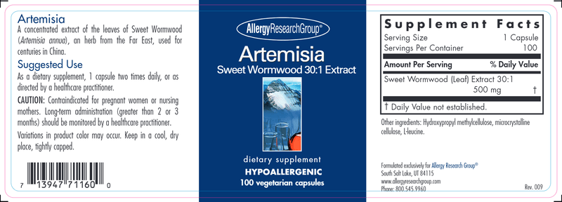 Artemisia (Allergy Research Group) label