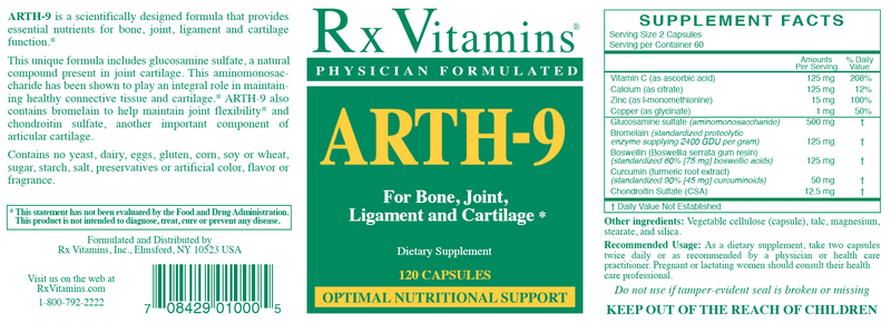 Arth-9 (Rx Vitamins) Label
