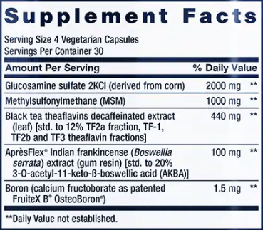 ArthroMax with Theaflavins & AprèsFlex (Life Extension) Supplement Facts