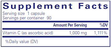 Ascorbic Acid 90 Capsules Pure Encapsulations Supplement Facts