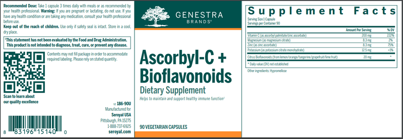 ascorbyl c+ | ascorbyl c plus bioflavonoids genestra label