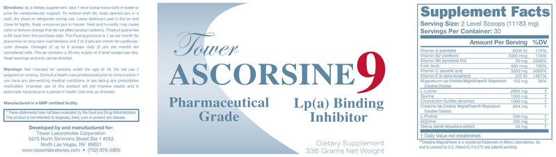Ascorsine 9 (Tower Labs Corp) Label