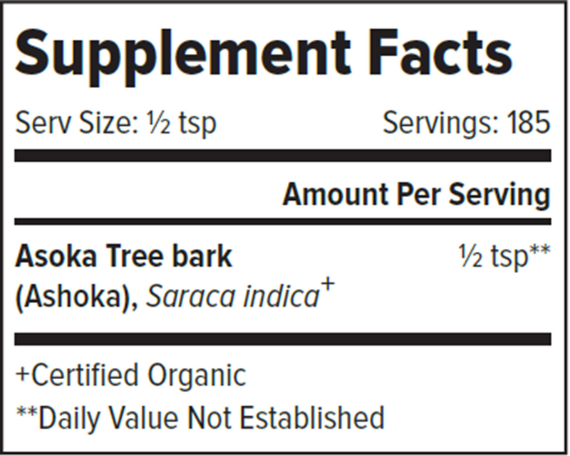 Ashoka Powder (Banyan Botanicals) Supplement Facts