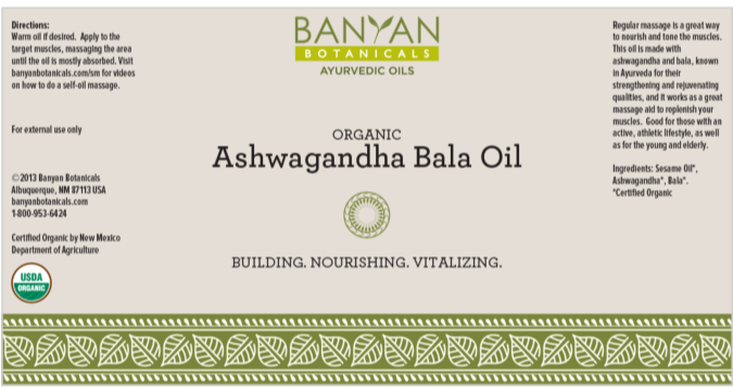 ashwagandha bala oil banyan botanicals label