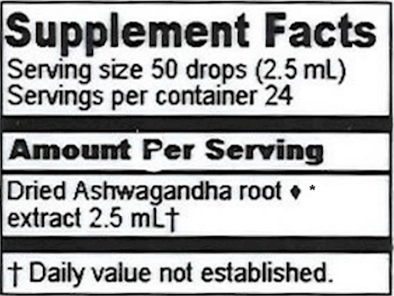 Ashwagandha Extract (Herbalist Alchemist) Supplement Facts