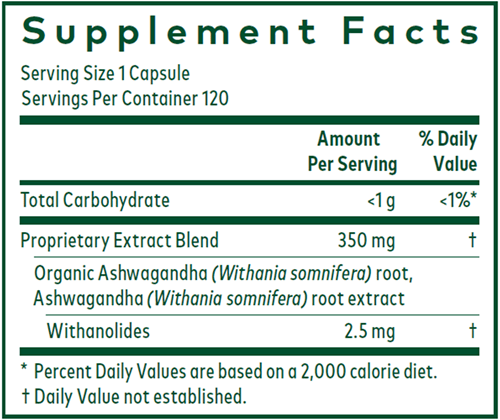 Ashwagandha Root Liquid Phyto-Caps 120ct (Gaia Herbs Professional Solutions) supplement facts