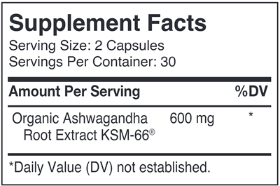 Ashwagandha (Advanced Nutrition by Zahler) Supplement Facts