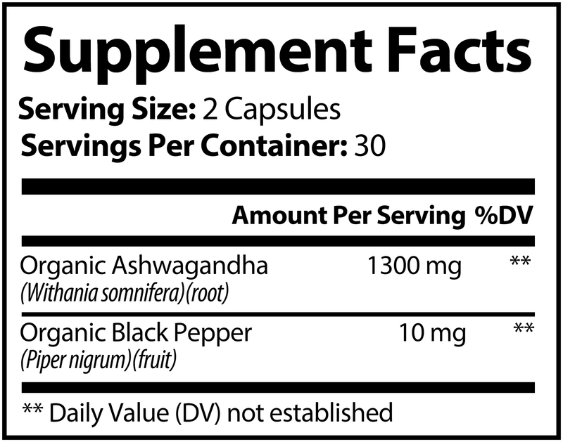 Ashwagandha with Black Pepper Olympian Labs Supplement Facts