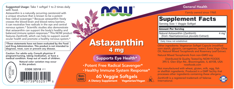 buy astaxanthin 4 mg (now foods)