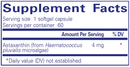 astaxanthin pure encapsulations supplement facts