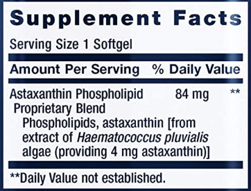 Astaxanthin with Phospholipids (Life Extension) Supplement Facts