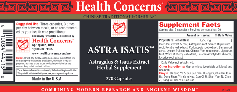 Astra Isatis (Health Concerns) Label