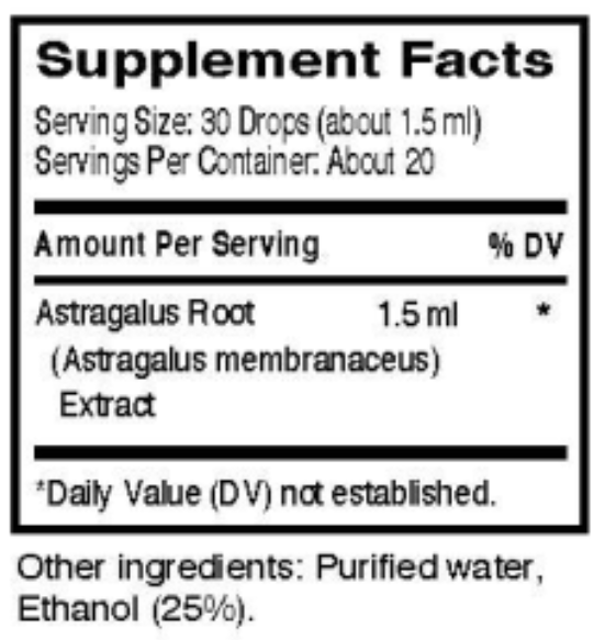 Astragalus (Energique) Supplement Facts