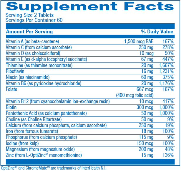 Aved-Multi (Anabolic Laboratories) Supplement Facts 1