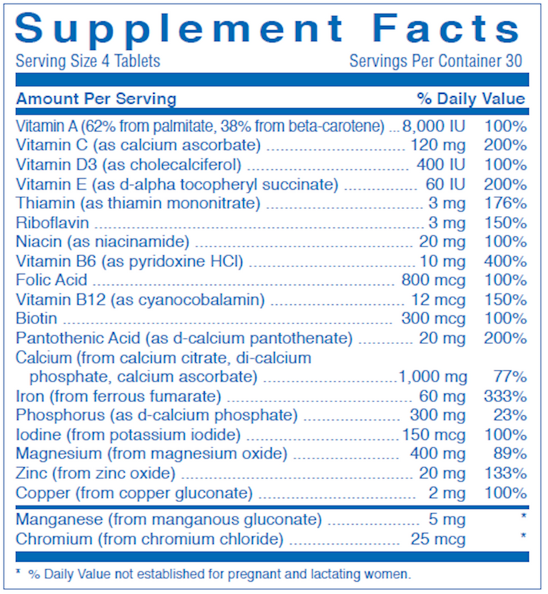 Aved-Prenatal Multi (Anabolic Laboratories) Supplement Facts
