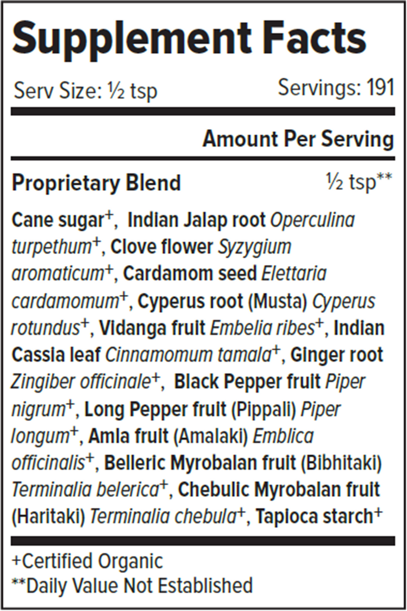 Avipattikar Powder (Banyan Botanicals) Supplement Facts