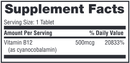 b-12 dots 500 mcg twinlab supplement facts