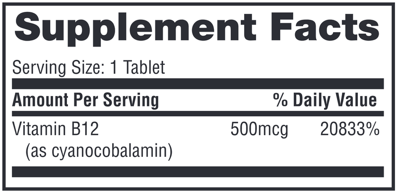 b-12 dots 500 mcg twinlab supplement facts