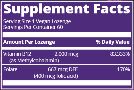 B-12 Methylcobalamin (Metabolic Response Modifier) Supplement Facts