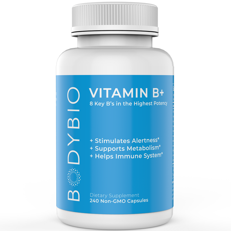 B Vitamins Hi Potency (BodyBio) 240ct Front