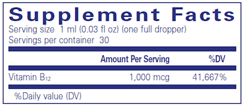 B12 LIQUID Pure Encapsulations Supplement Facts