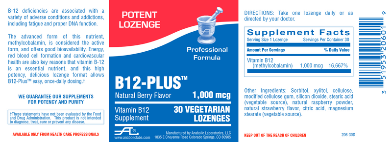 B12-Plus (Anabolic Laboratories) Label