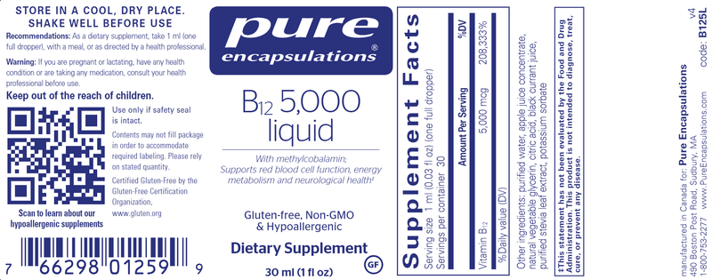 B12 5000 LIQUID Pure Encapsulations Label