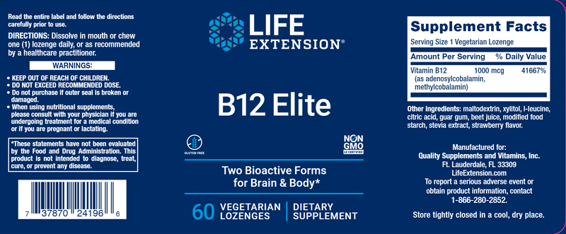 B12 Elite (Life Extension) Label