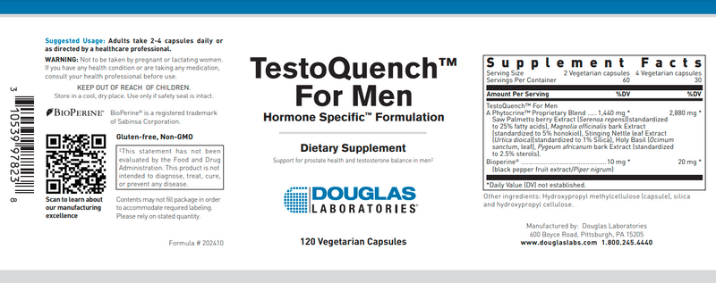 Testoquench For Men Douglas Labs Label