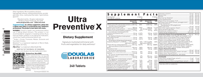 Ultra Preventive X Douglas Labs Label