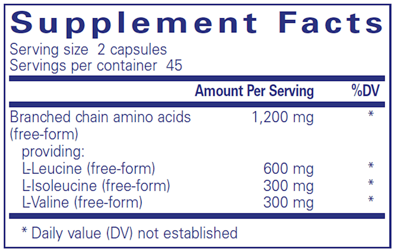 BCAA Capsules 90 Caps Pure Encapsulations Supplement Facts