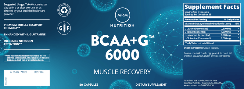 BCAA+G 6000 (Metabolic Response Modifier) Label