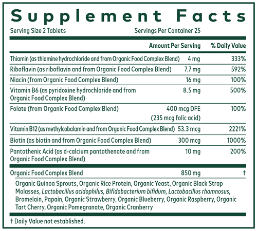 B Complex (Gaia Herbs Professional Solutions) Supplement Facts