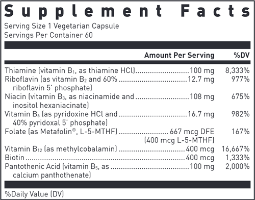 B Complex with Metafolin Douglas Labs supplement facts