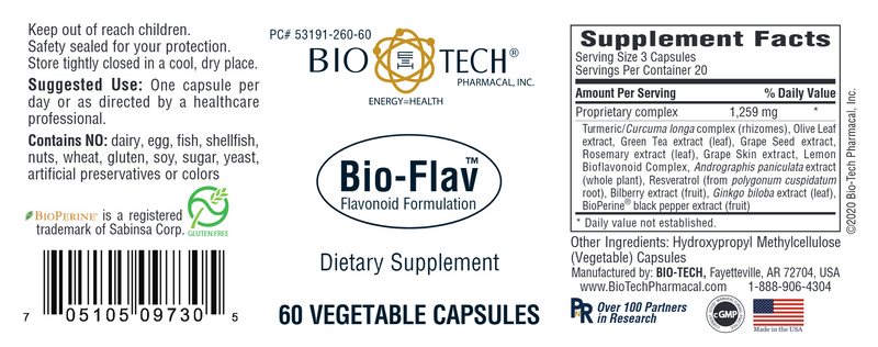 BIO-FLAV Flavonoid Formulation (Bio-Tech Pharmacal) Label