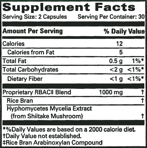 BRM4 500 mg Supplement Facts Label