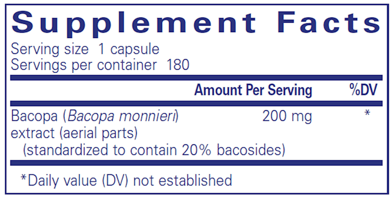 Bacopa Monnieri Pure Encapsulations Supplement Facts