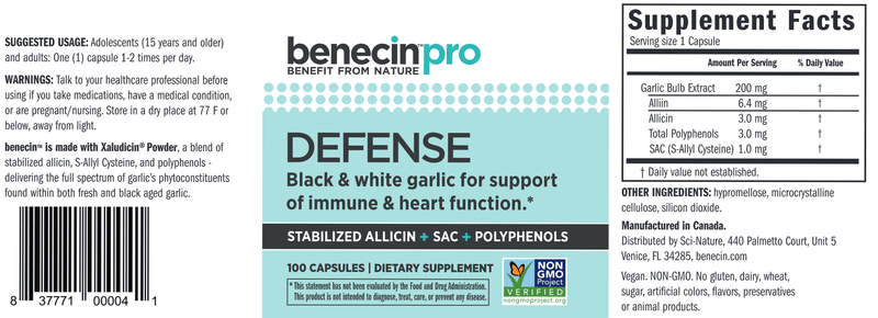 Benecin Defense PRO (Benecin) 100ct Label
