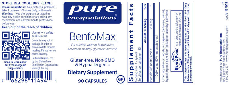 BenfoMax Pure Encapsulations Label