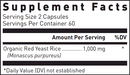beni koji red yeast rice douglas labs supplement facts