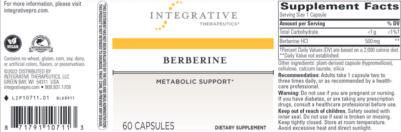 Berberine 500mg (Integrative Therapeutics) Label