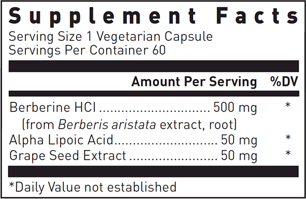 Berberine Balance Supplement Facts Label