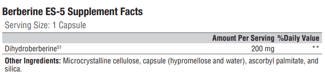 Berberine ES-5 (Xymogen) Supplement Facts