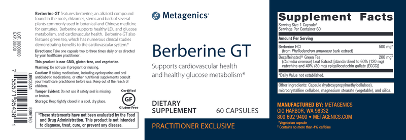 Berberine GT (Metagenics) Label