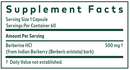 berberine metabolic gaia herbs pro supplement facts