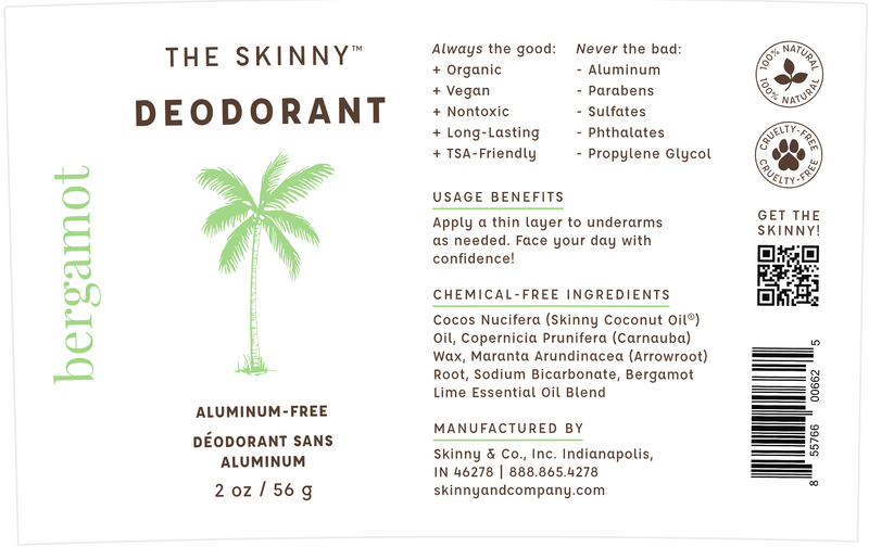 Bergamot Natural Deodorant (Skinny & Co.) Label