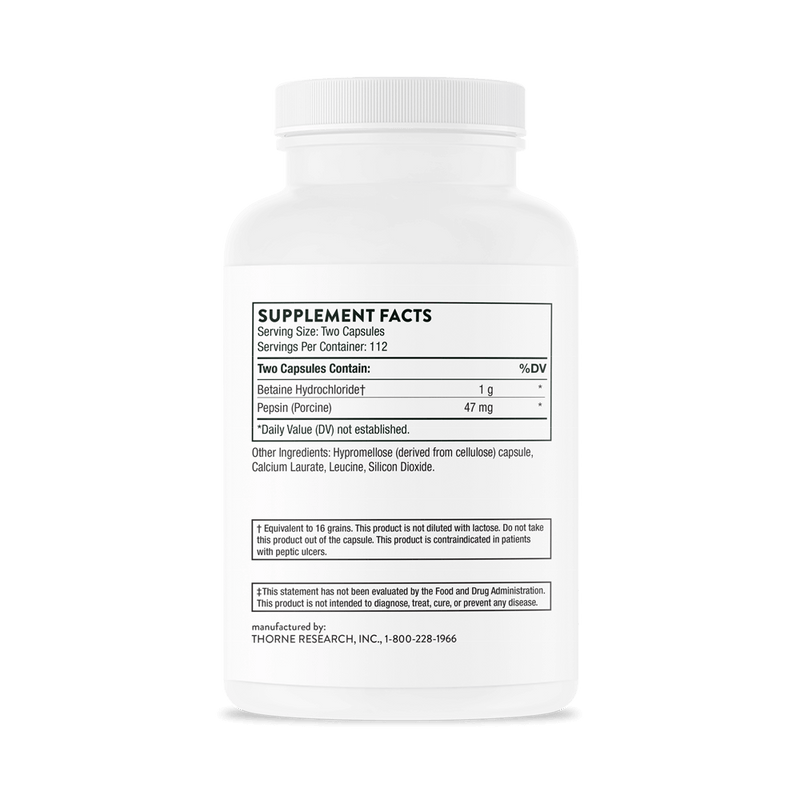 Betaine HCL & Pepsin Thorne Research