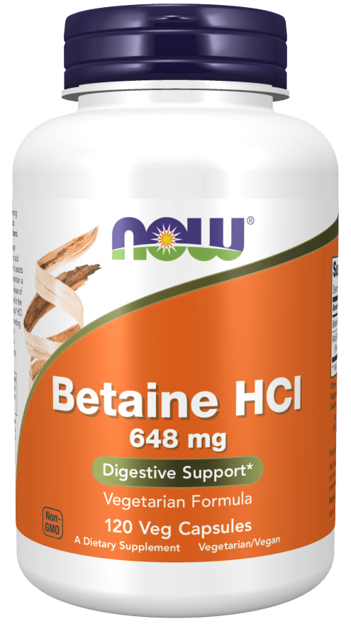 Betaine HCl 648 mg (NOW) Front