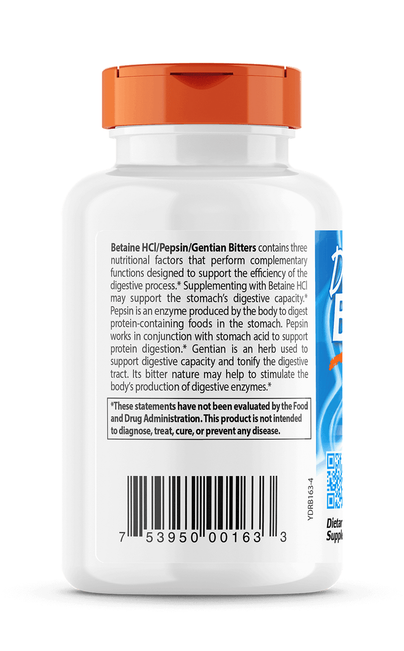 Betaine HCl Pepsin (Doctors Best) 120ct Side
