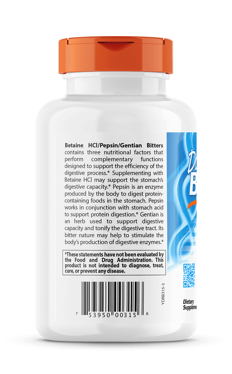 Betaine HCl Pepsin (Doctors Best) 360ct Side